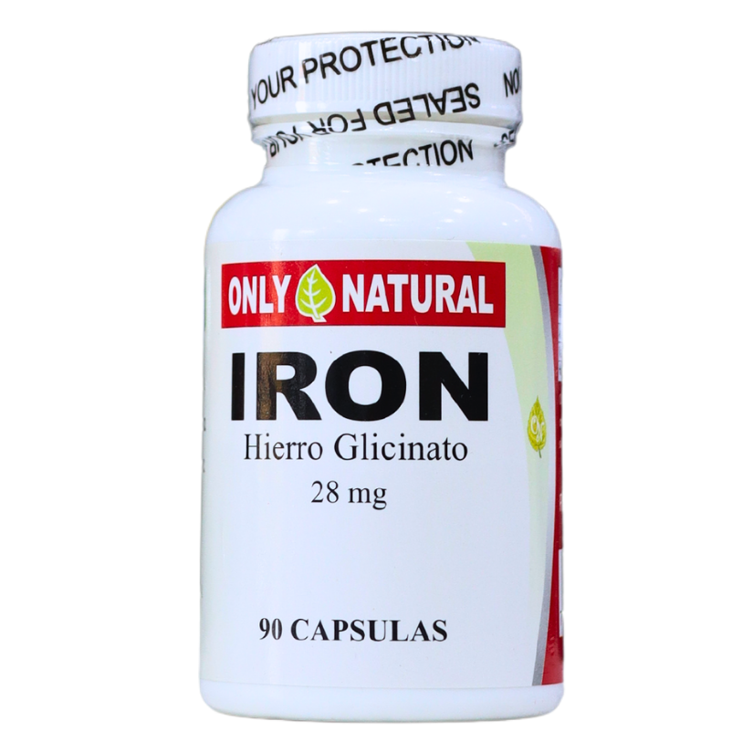 IRON (HIERRO GLICINATO 28GR) 90 CÁPSULAS – ONLY NATURAL