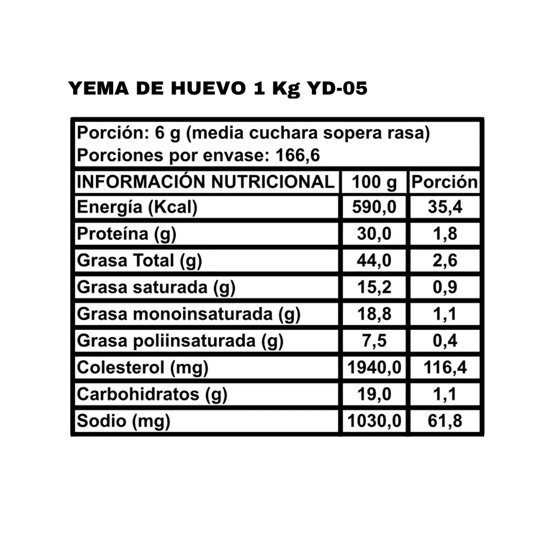 YEMA DE HUEVO EN POLVO YD05 – 1 Kg U12534 - Imagen 2