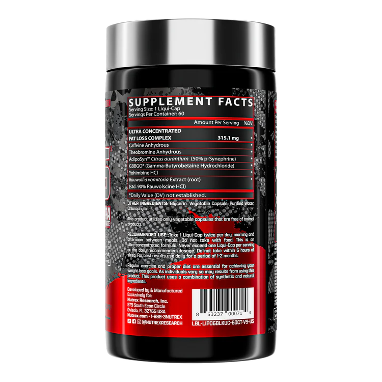 LIPO 6 BLACK UC 60 CAPS – NUTREX - Imagen 2