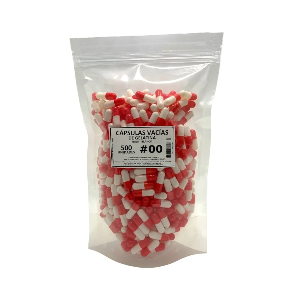 CÁPSULAS GELATINA VACÍAS #00 (ROJO-BLANCO) – 500 un U11583